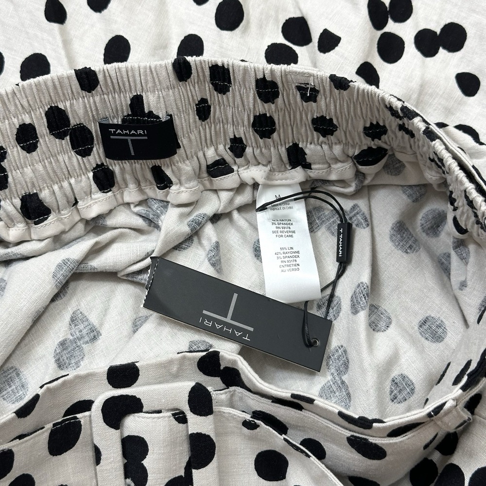 Tahari Cream and Black Polka Dot Midi Skirt with Belt - Picture 5 of 5
